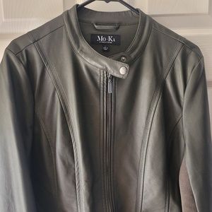 Mo-Ka Dark Green Faux Leather Jacket - Size Large